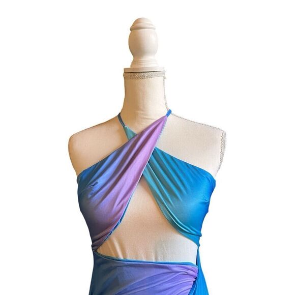 Tiger Mist Mermaid Lillee Mini Dress Blue Ombré Cut Out Beach Travel US XS NWT - Picture 2 of 8